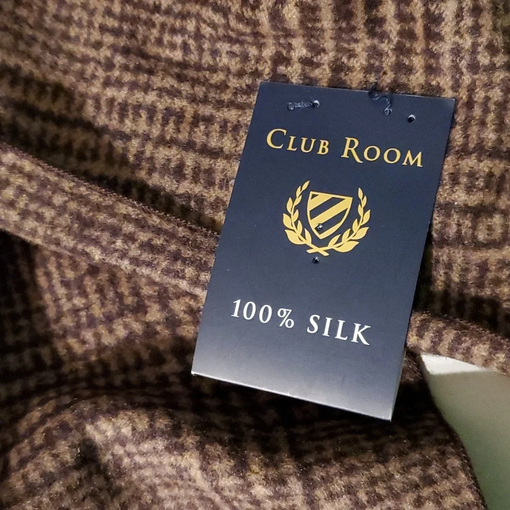 New Club Room unisex brown and tan design, soft silk scarf